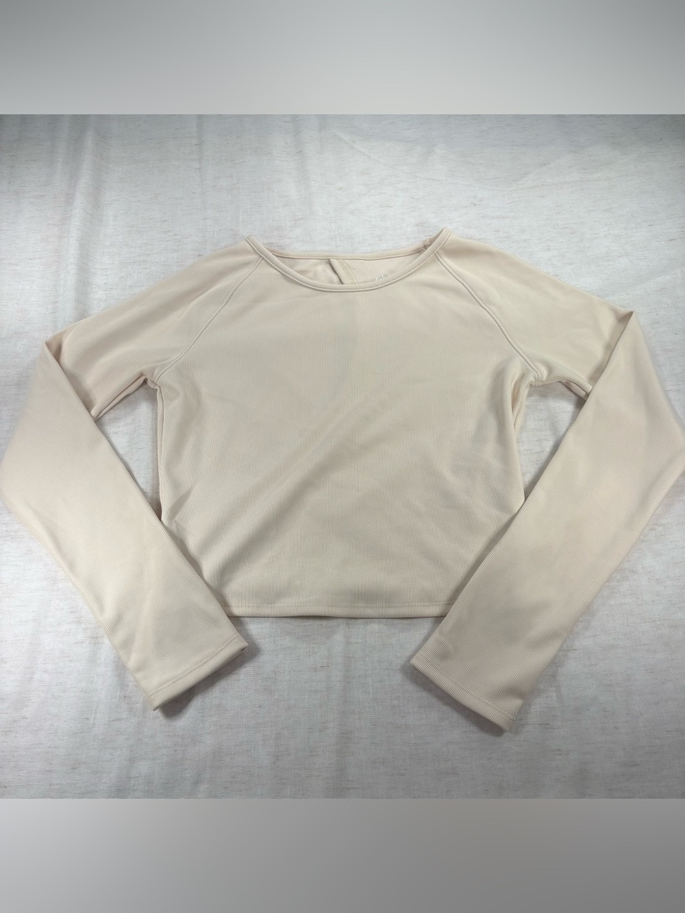 Women's Long Sleeve Scoop Neck Top - Cream